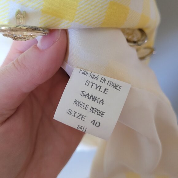 Marina Sitbon for Kamosho Paris Yellow Gingham Cropped Jacket 1980s Vintage - Picture 14 of 16